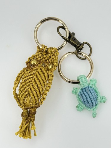 Handmade macrame gold owl - macrame,